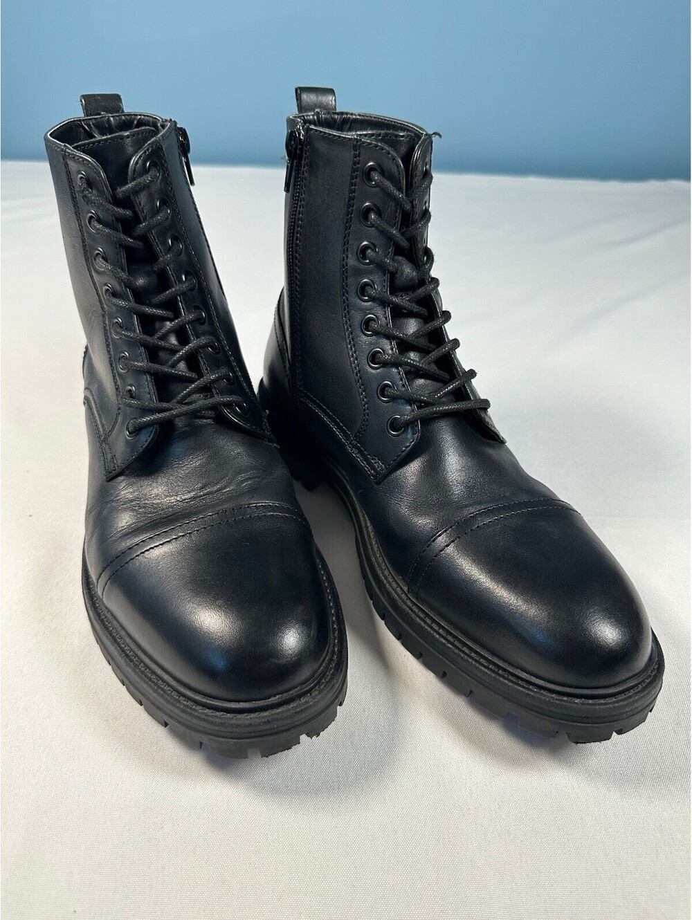 New Balance x Bodega Cap Toe Combat Boots Black Leather Zipper Lug Sole Men's 8M
